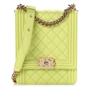 Brand new Chanel Calfskin Quilted North South Boy Flap Light Green